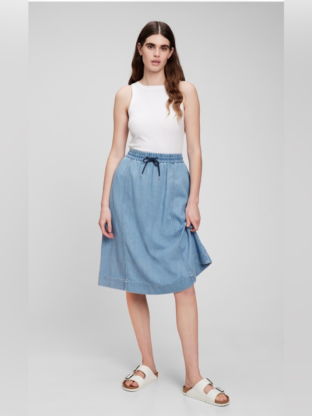 Denim Pull On Skirt by Gap XL Light Indigo